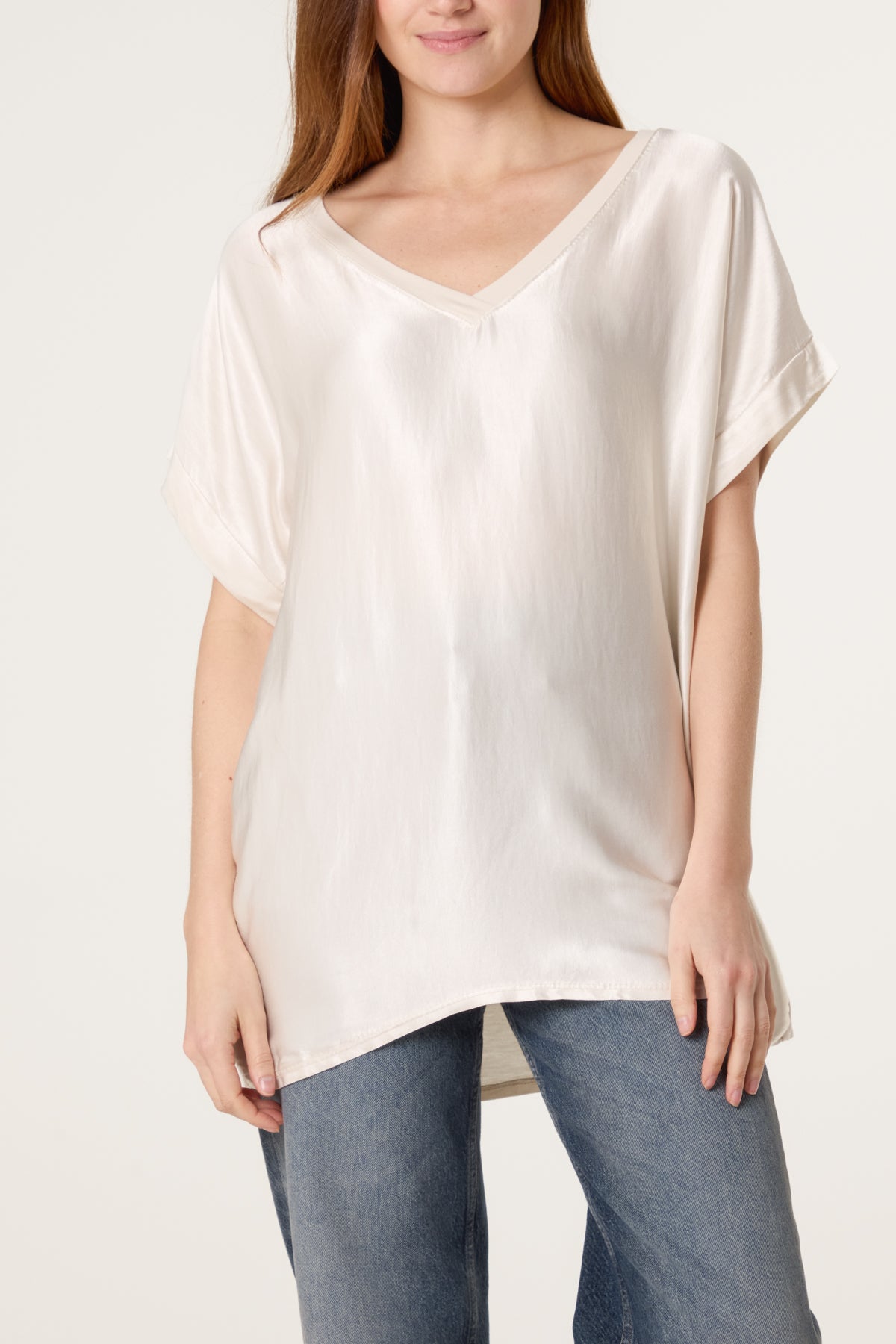 V-Neck Satin Feel T-Shirt