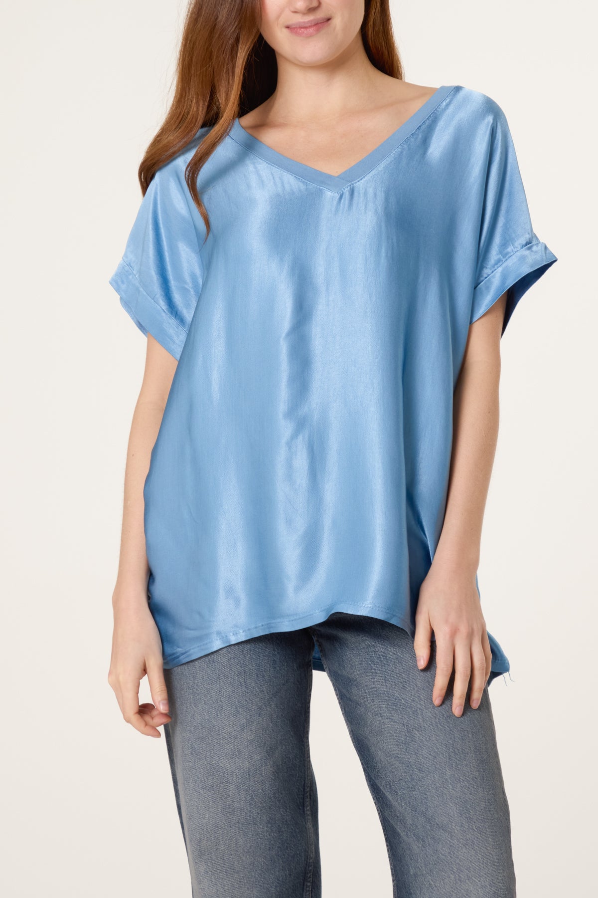 V-Neck Satin Feel T-Shirt