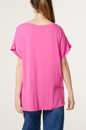 V-Neck Satin Feel T-Shirt