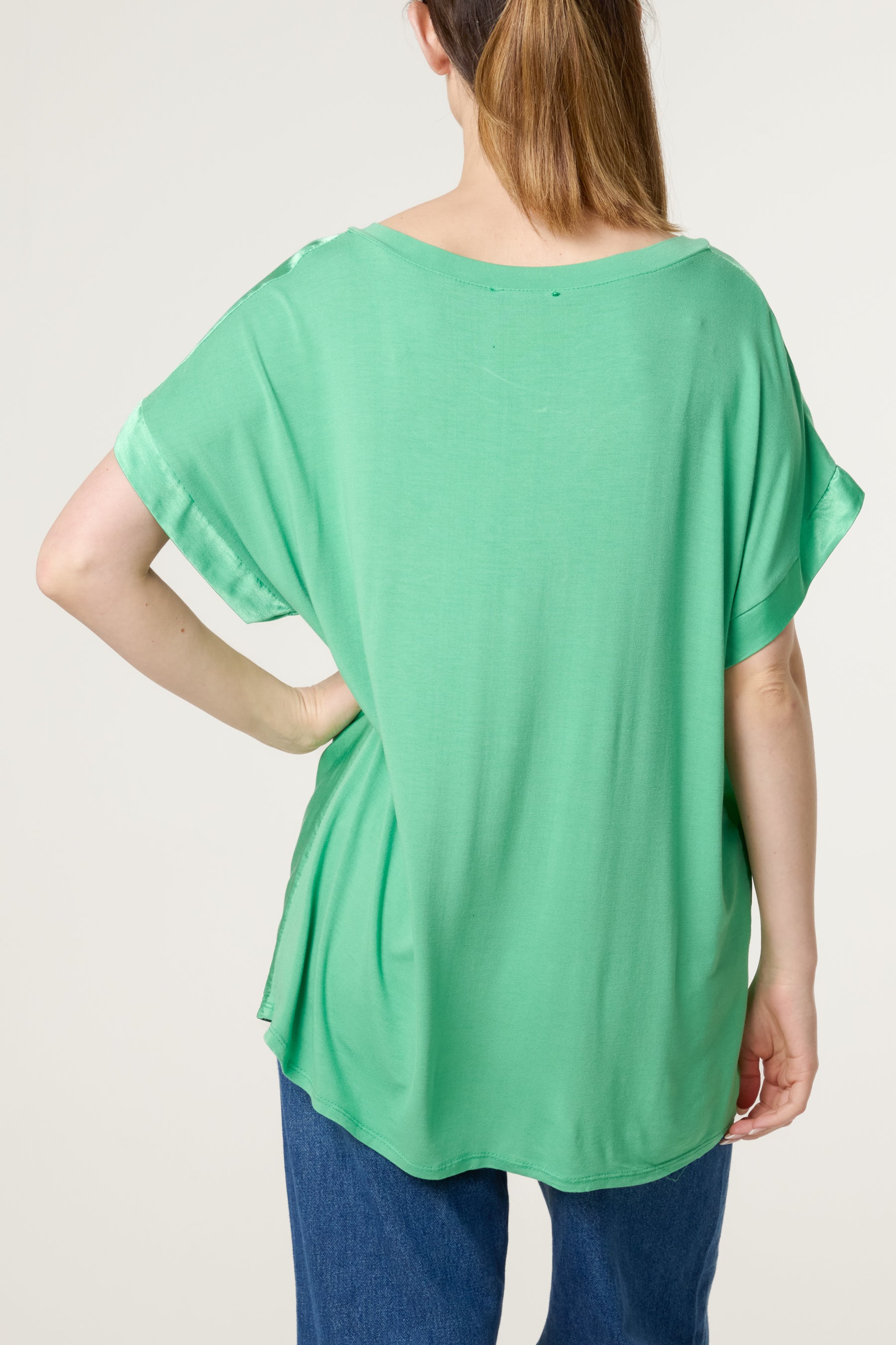 V-Neck Satin Feel T-Shirt