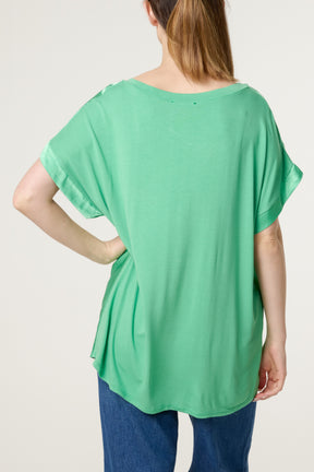 V-Neck Satin Feel T-Shirt