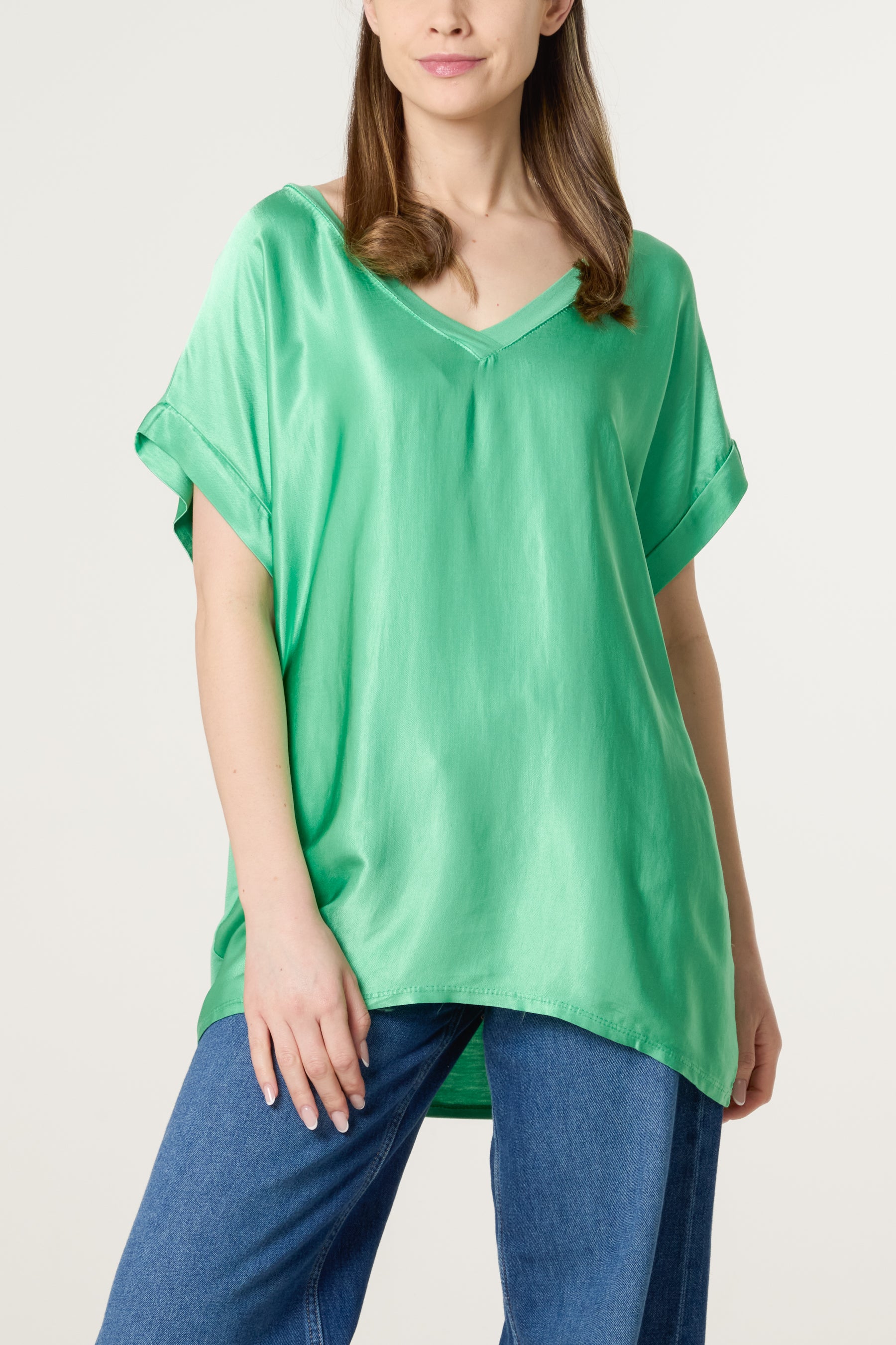 V-Neck Satin Feel T-Shirt