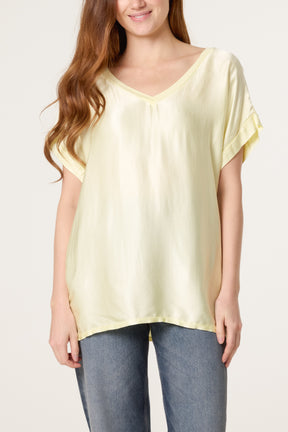 V-Neck Satin Feel T-Shirt