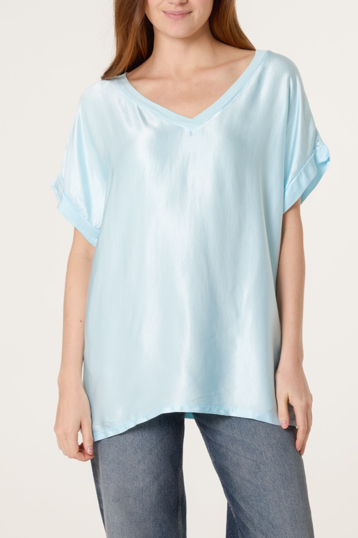 V-Neck Satin Feel T-Shirt