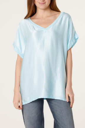 V-Neck Satin Feel T-Shirt