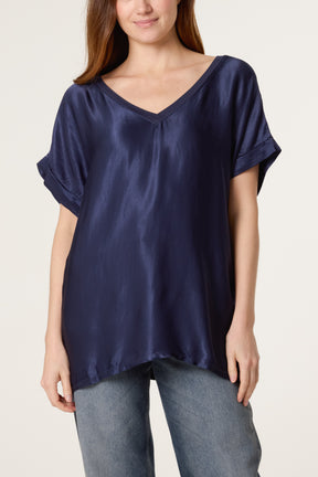 V-Neck Satin Feel T-Shirt