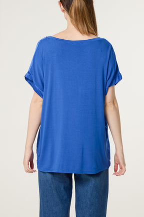 V-Neck Satin Feel T-Shirt