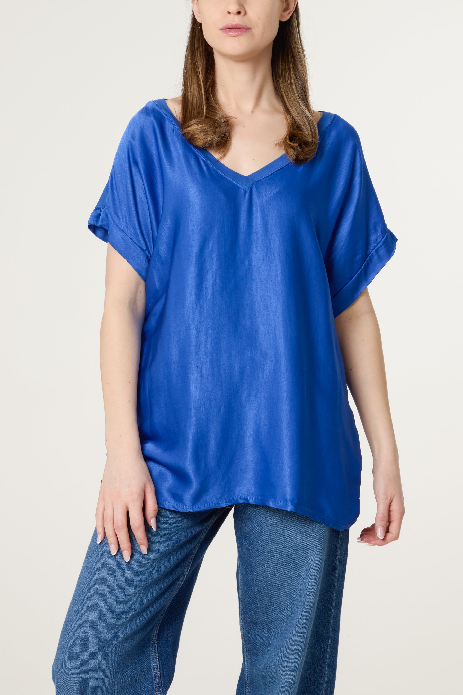 V-Neck Satin Feel T-Shirt