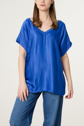 V-Neck Satin Feel T-Shirt