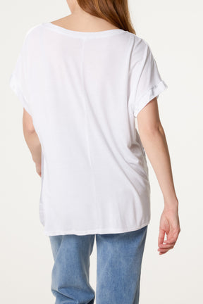 V-Neck Satin Feel T-Shirt