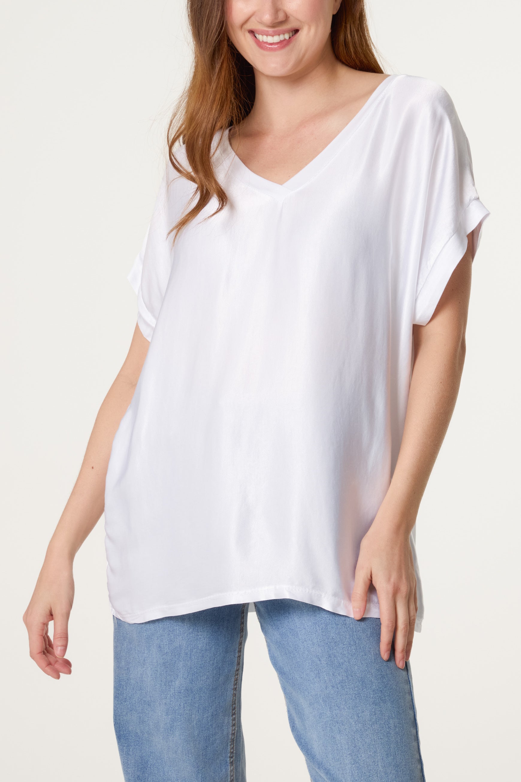 V-Neck Satin Feel T-Shirt