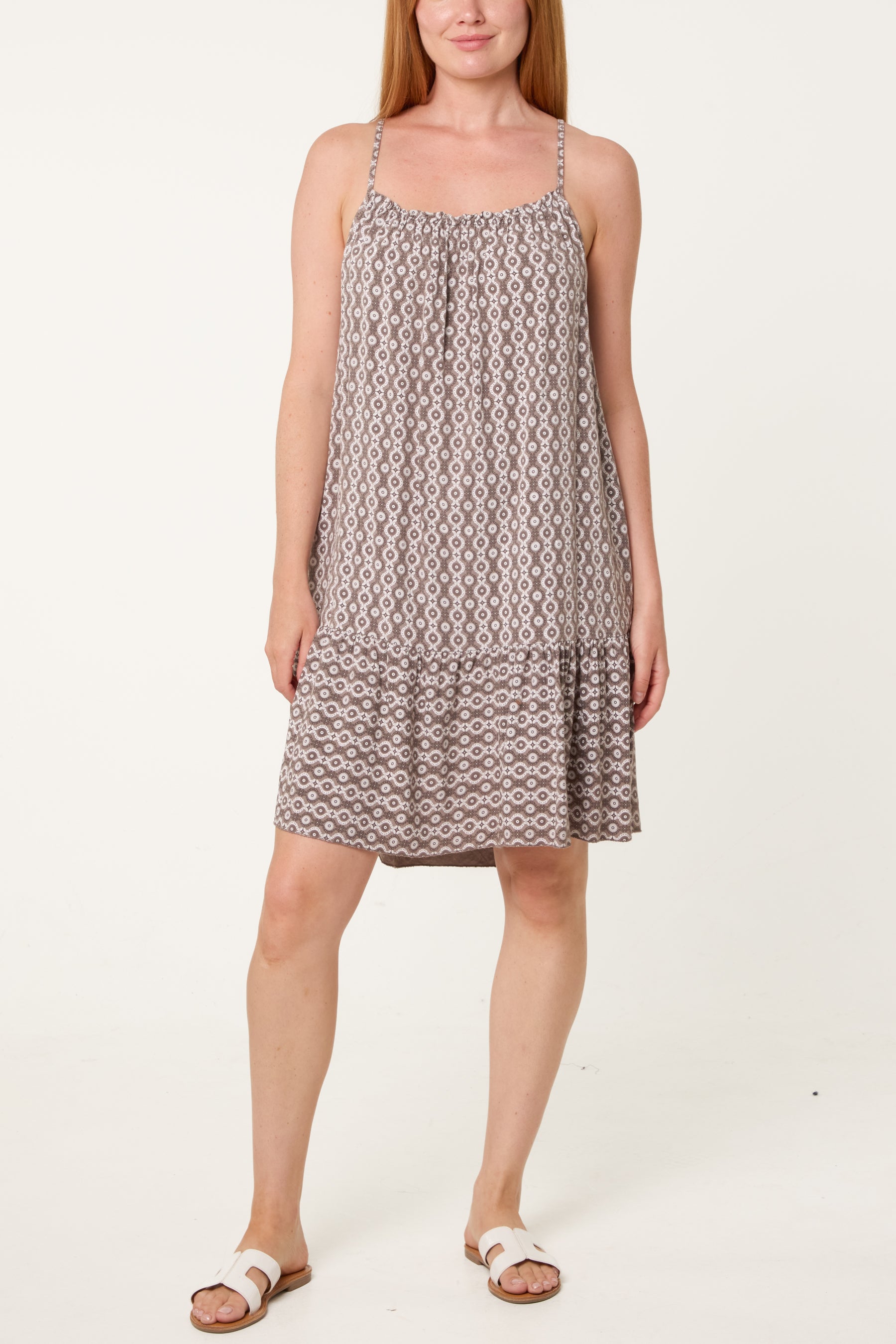 Cami Strap Mosaic Tiered Dress