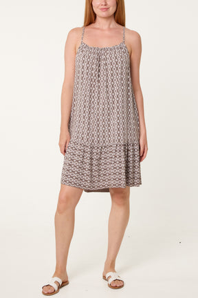 Cami Strap Mosaic Tiered Dress