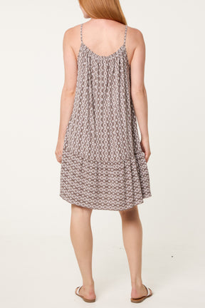Cami Strap Mosaic Tiered Dress