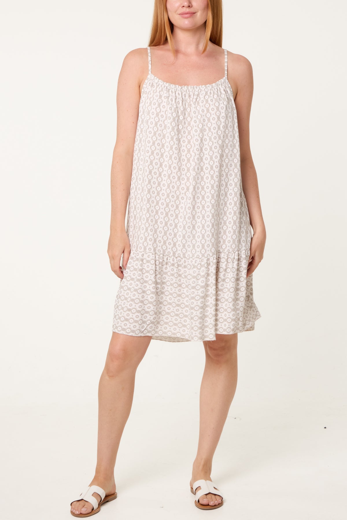 Cami Strap Mosaic Tiered Dress