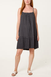 Cami Strap Mosaic Tiered Dress