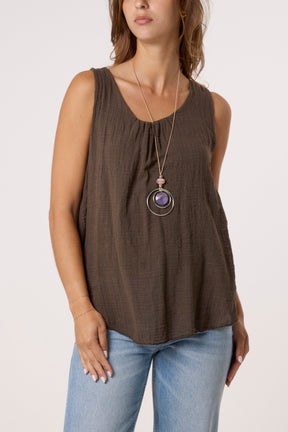 Double Layer Scoop Neck Necklace Vest