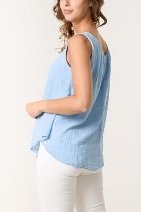 Double Layer Scoop Neck Necklace Vest