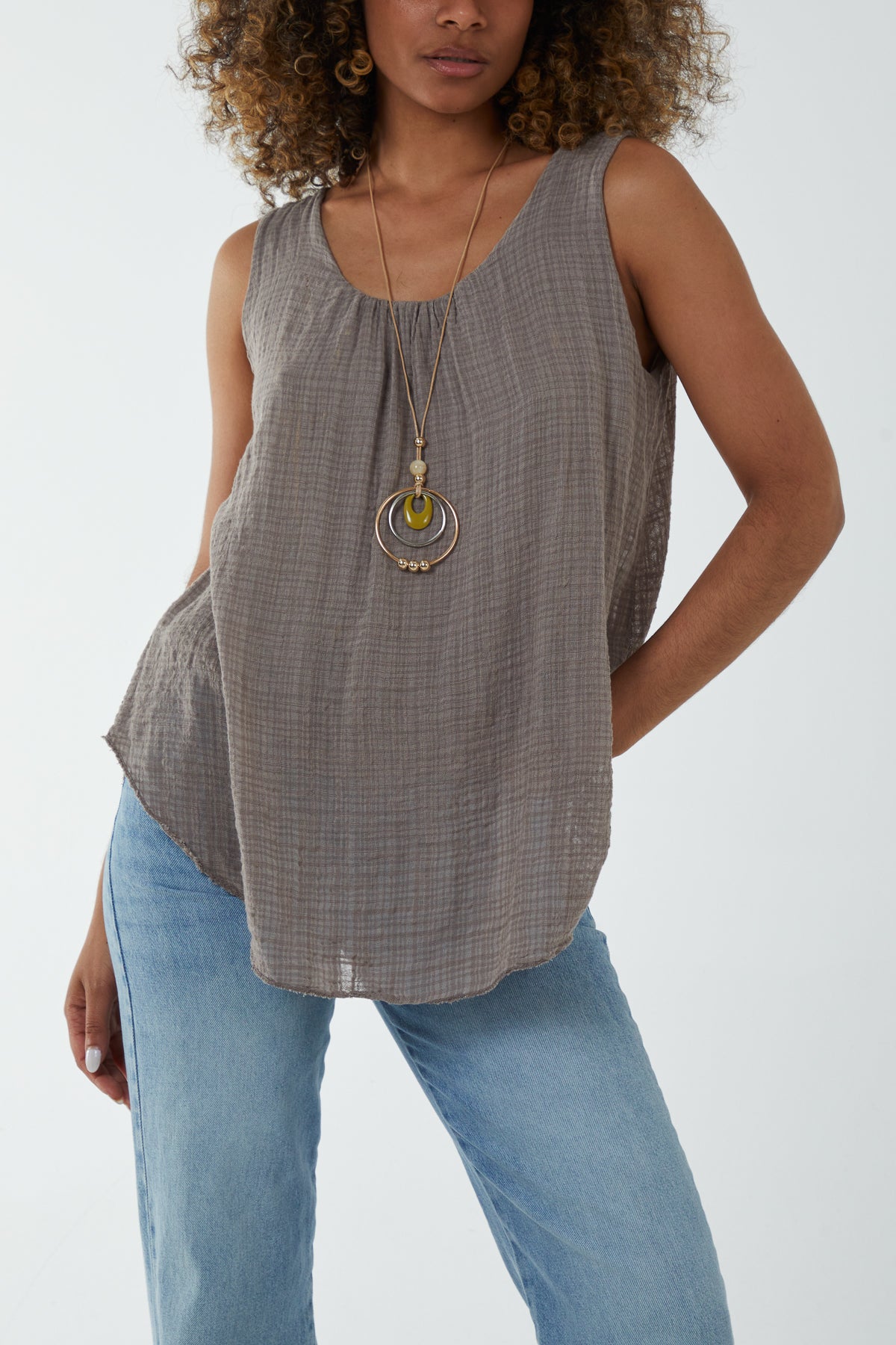 Double Layer Scoop Neck Necklace Vest