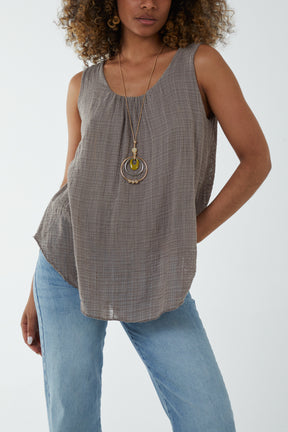 Double Layer Scoop Neck Necklace Vest