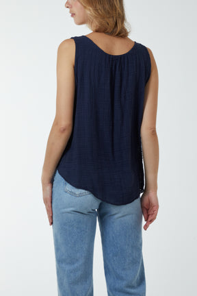 Double Layer Scoop Neck Necklace Vest