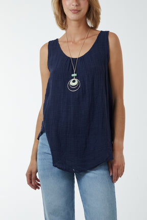 Double Layer Scoop Neck Necklace Vest