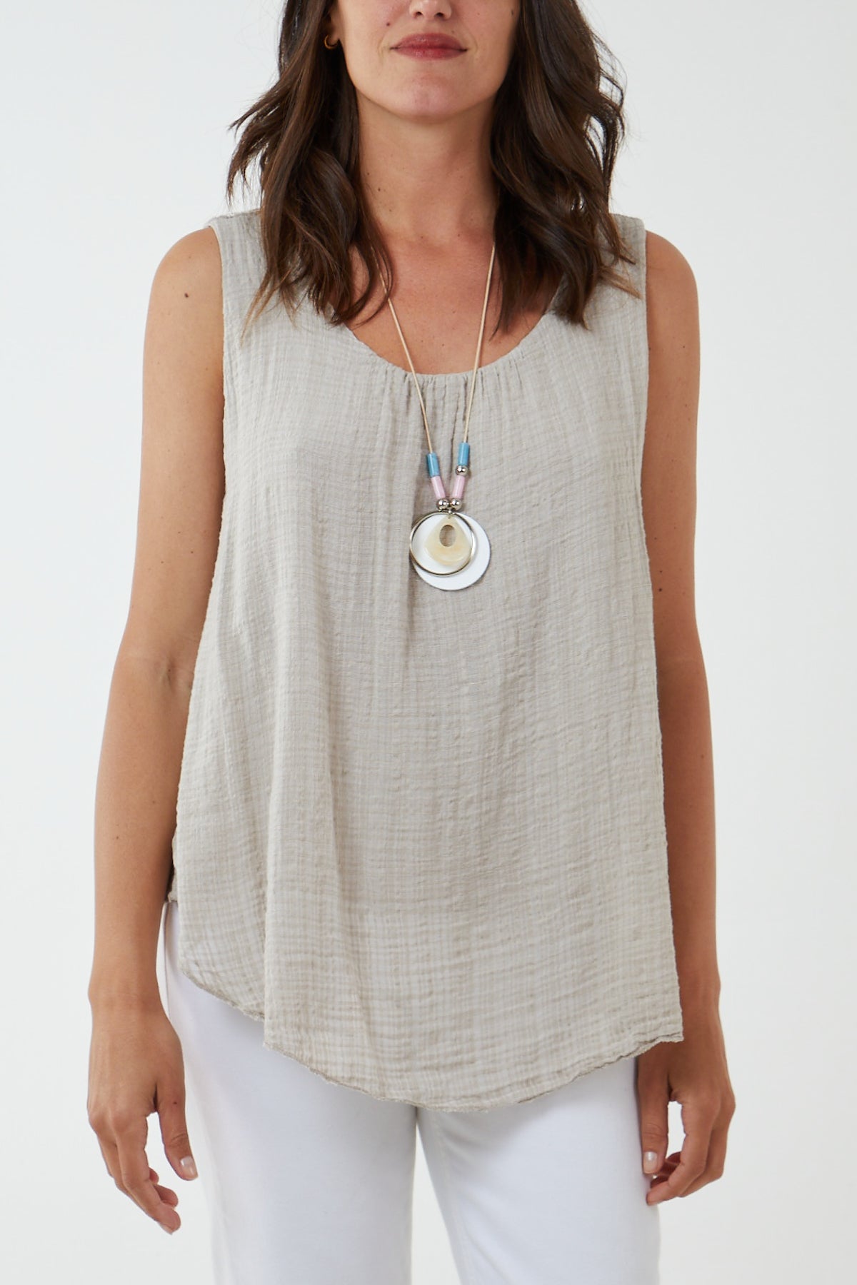 Double Layer Scoop Neck Necklace Vest