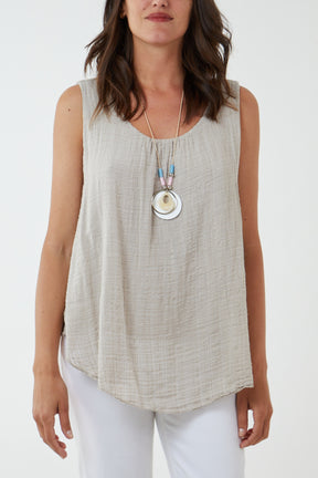Double Layer Scoop Neck Necklace Vest