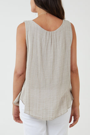 Double Layer Scoop Neck Necklace Vest