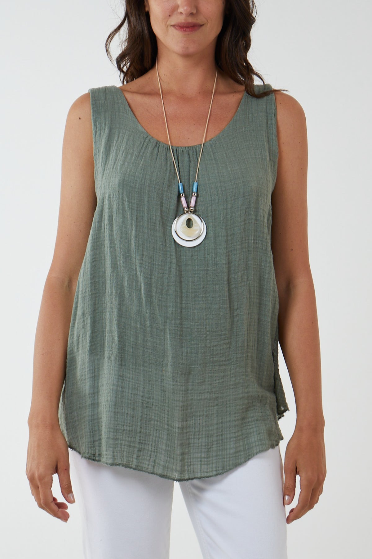 Double Layer Scoop Neck Necklace Vest