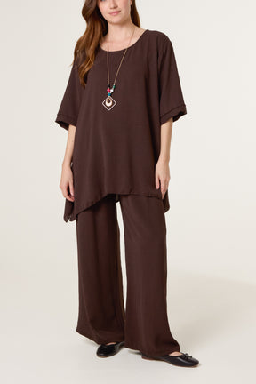 Oversized Necklace Top & Trouser Set
