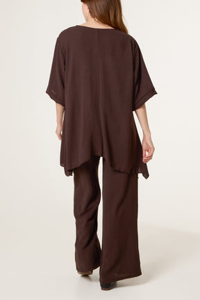 Oversized Necklace Top & Trouser Set