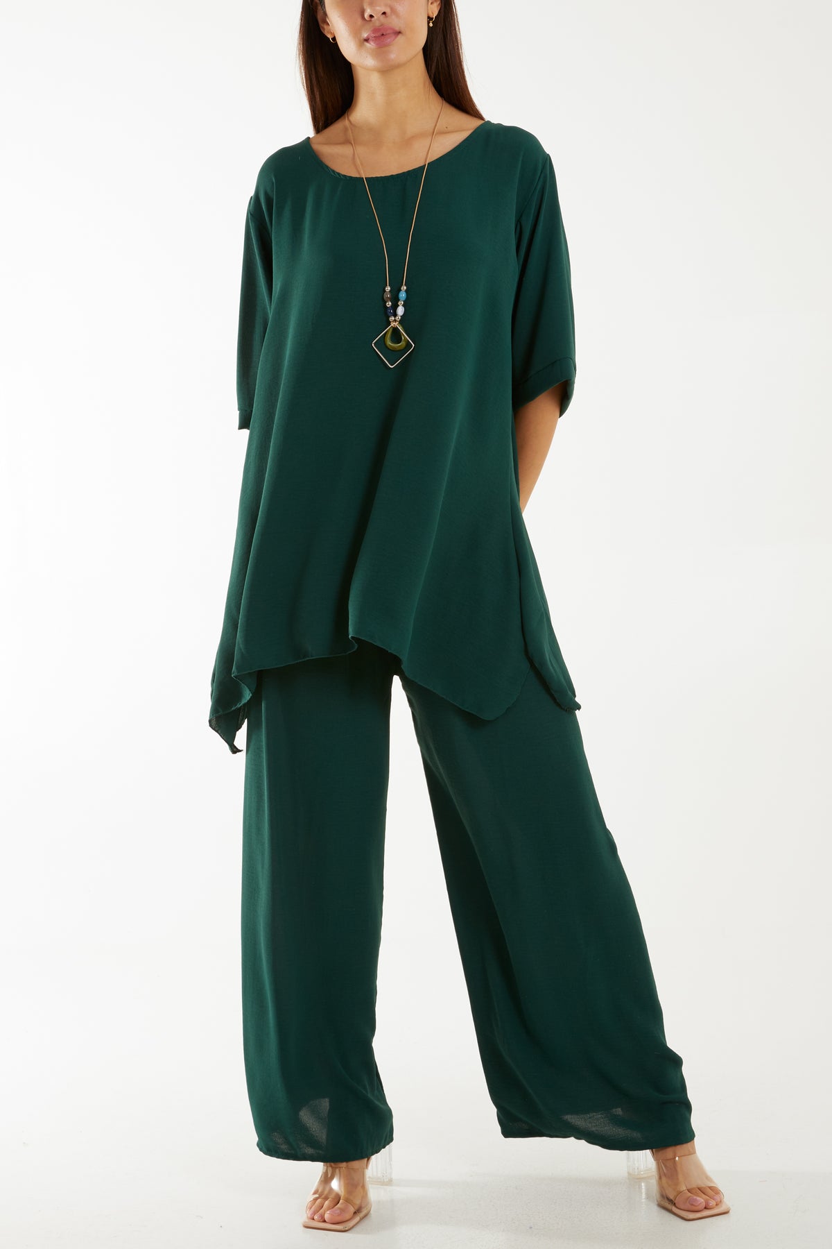 Oversized Necklace Top & Trouser Set