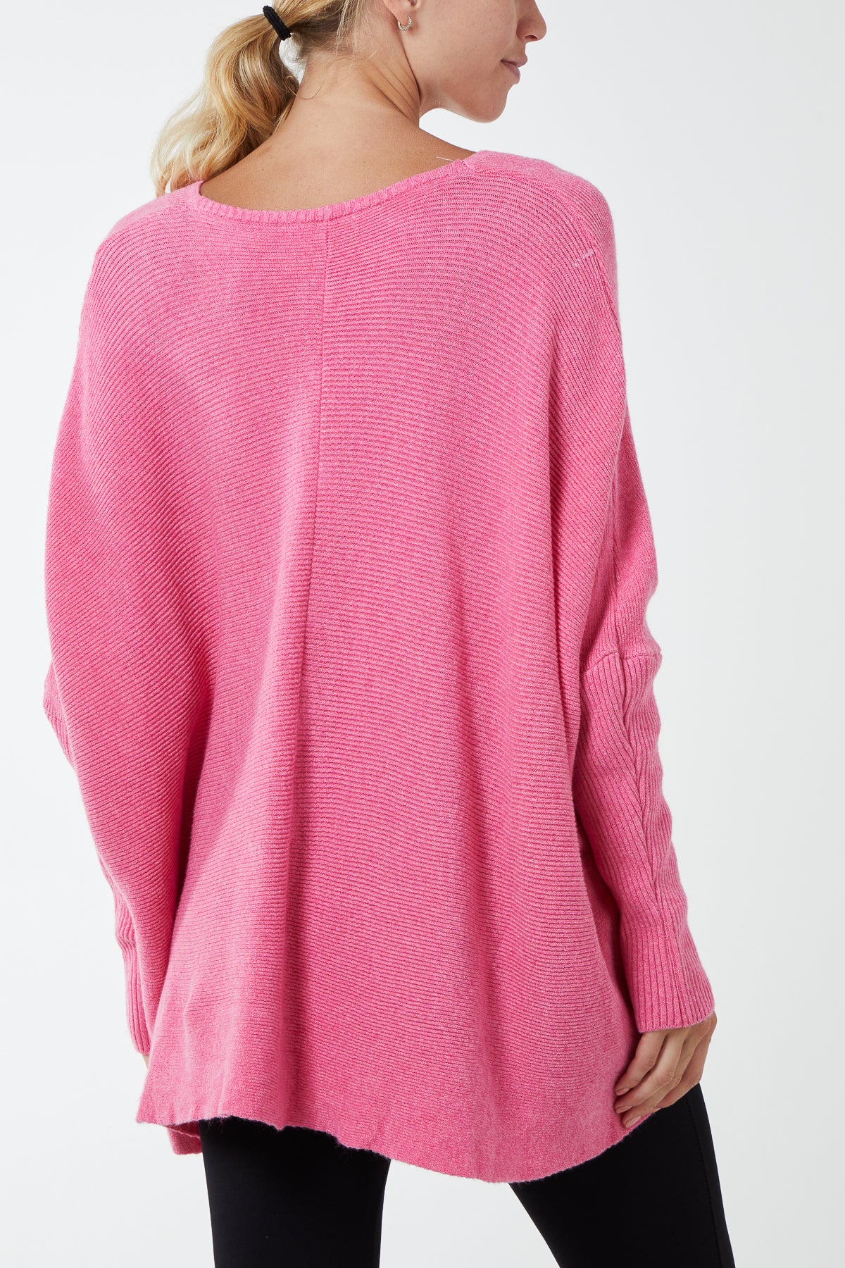 Ribbed Chevron Batwing Jumper
