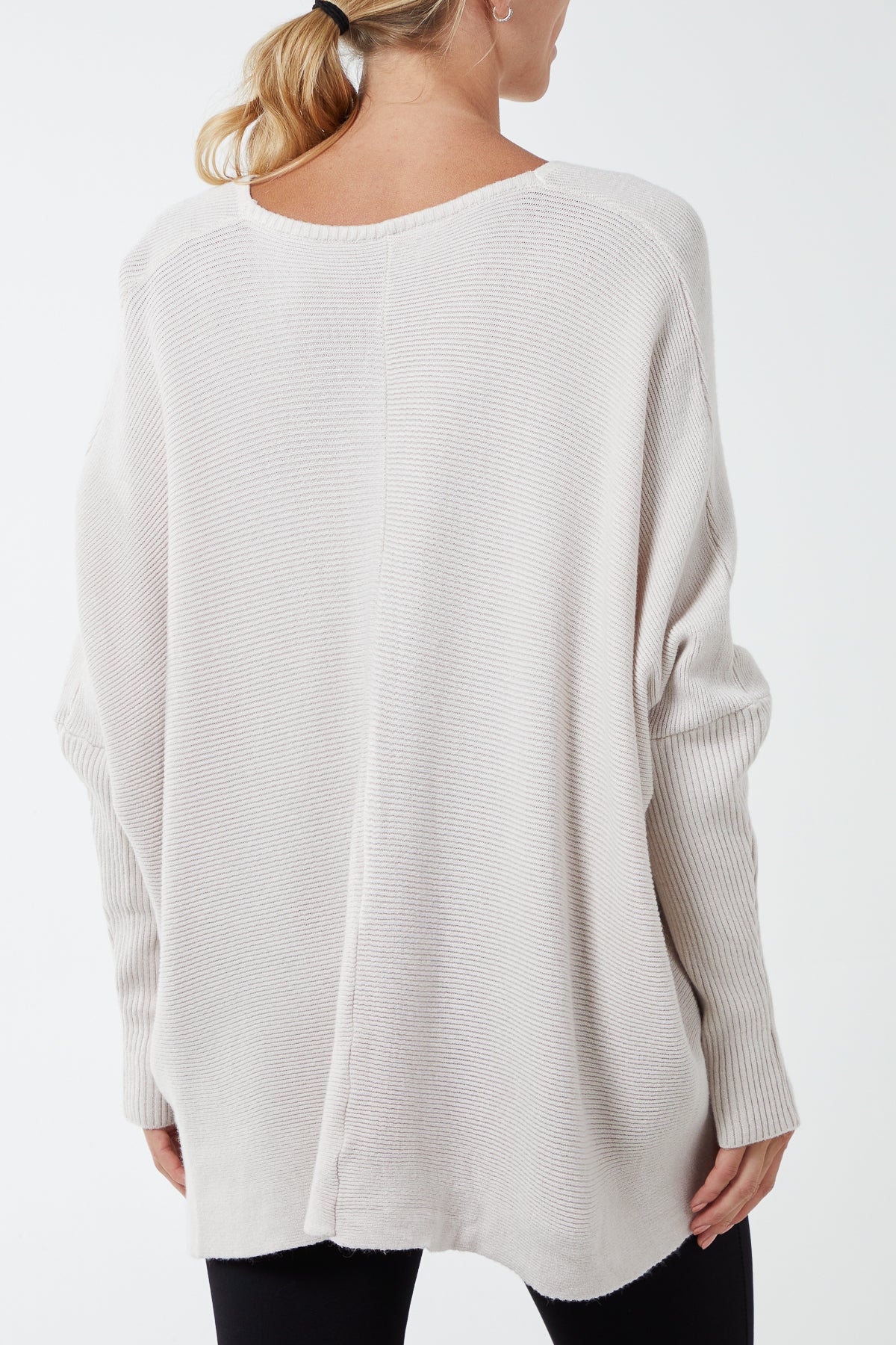 Ribbed Chevron Batwing Jumper
