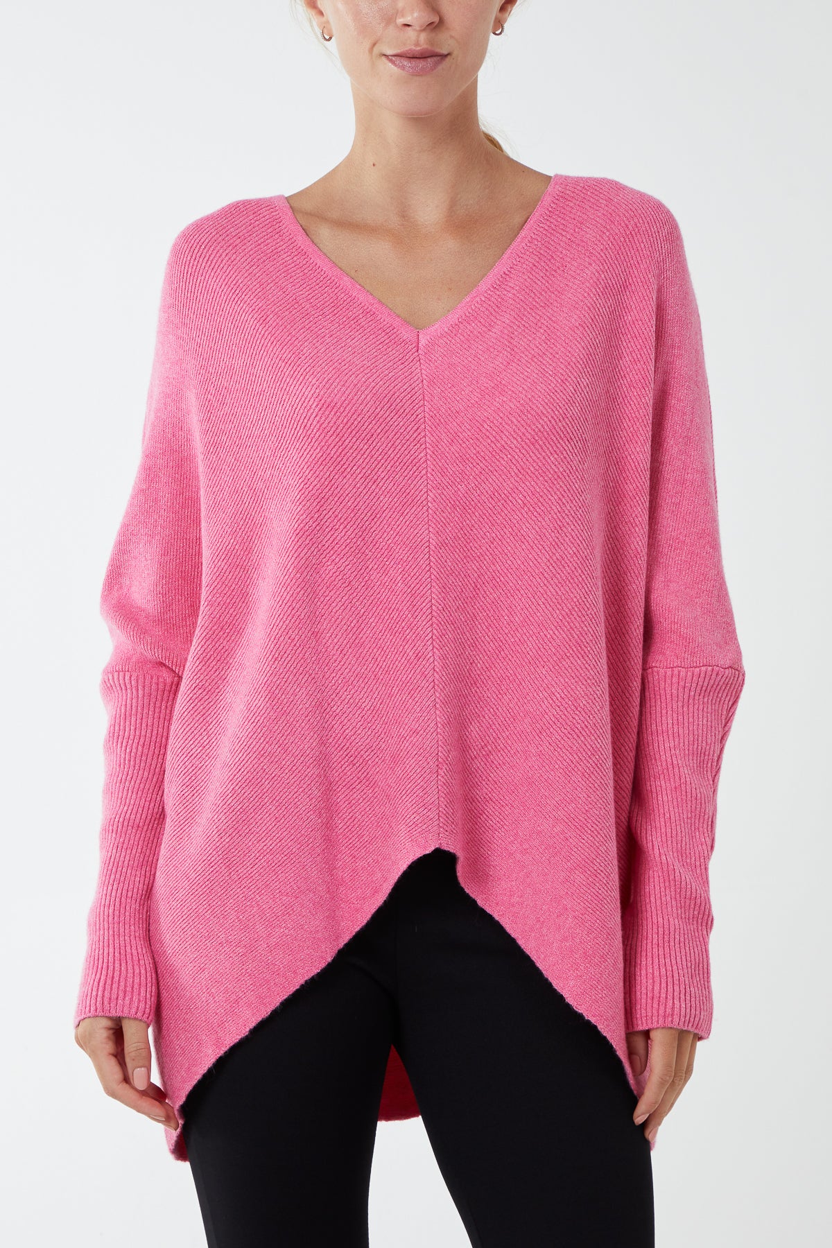 Ribbed Chevron Batwing Jumper