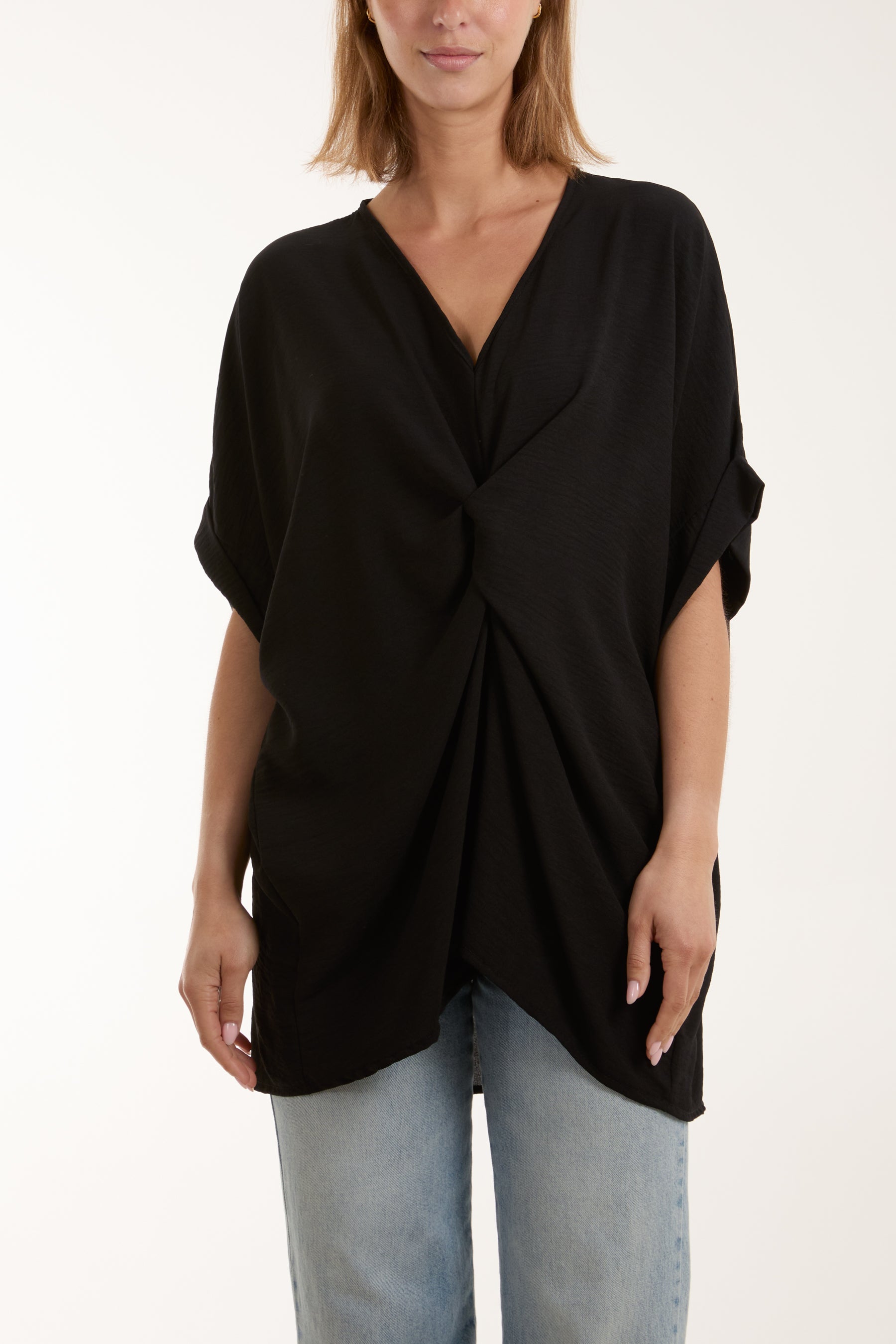 Twist Front Oversized Cocoon Blouse