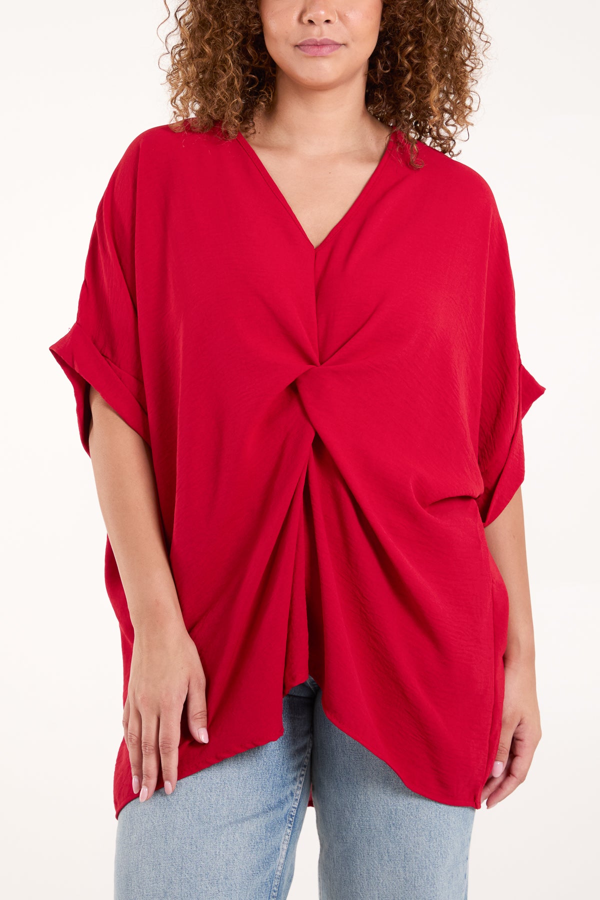 Twist Front Oversized Cocoon Blouse