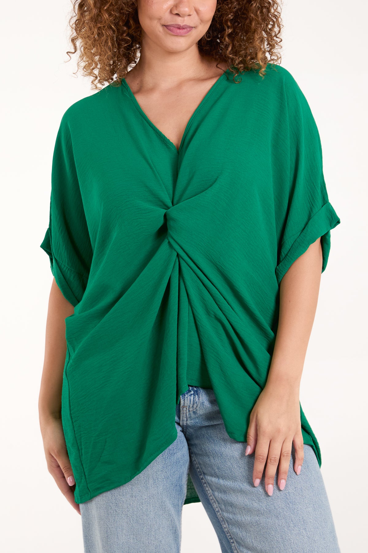 Twist Front Oversized Cocoon Blouse