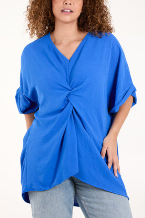 Twist Front Oversized Cocoon Blouse