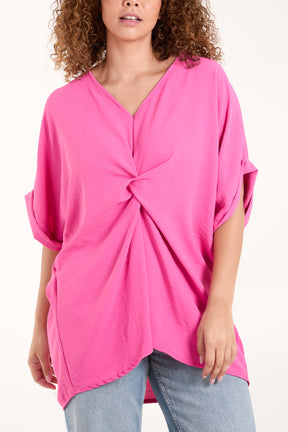 Twist Front Oversized Cocoon Blouse