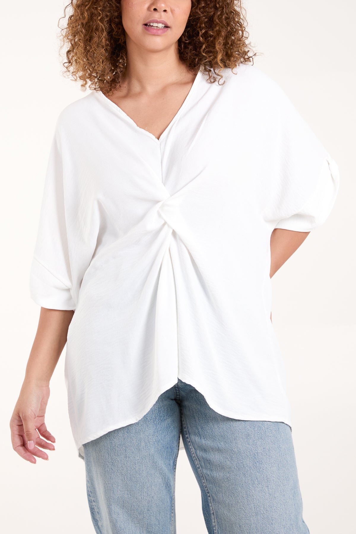 Twist Front Oversized Cocoon Blouse