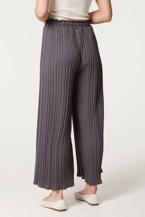 Wide Leg Plisse Drawstring Trousers