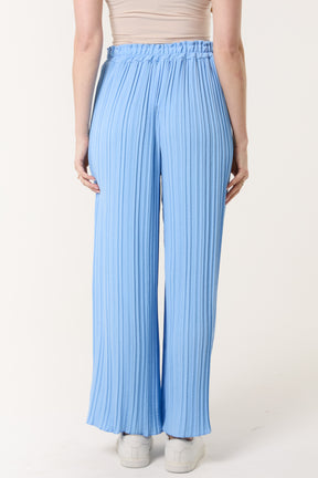 Wide Leg Plisse Drawstring Trousers