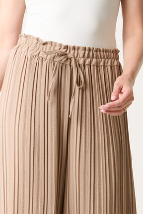 Wide Leg Plisse Drawstring Trousers