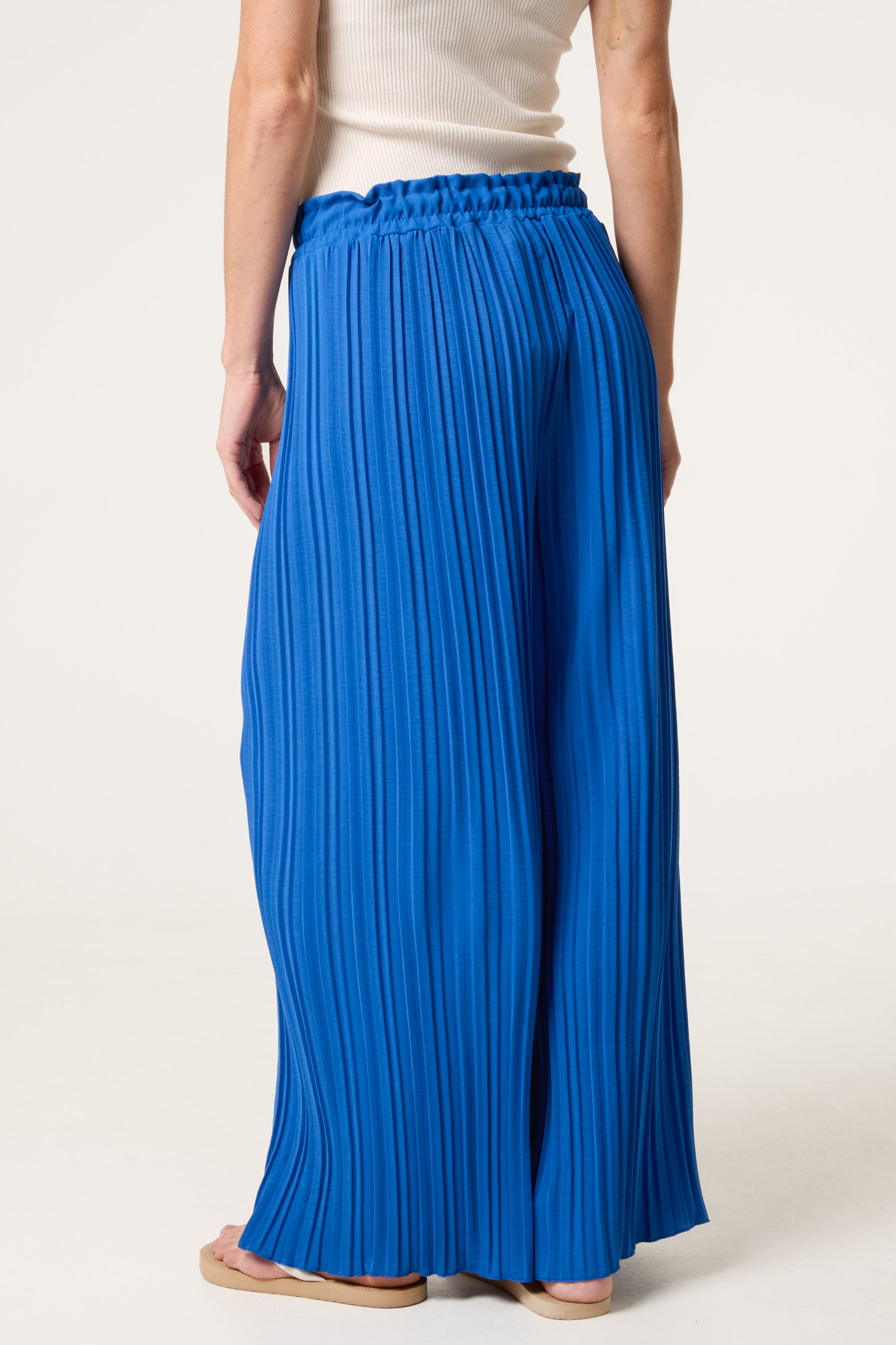 Wide Leg Plisse Drawstring Trousers