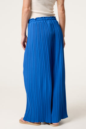 Wide Leg Plisse Drawstring Trousers