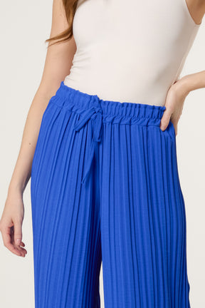 Wide Leg Plisse Drawstring Trousers