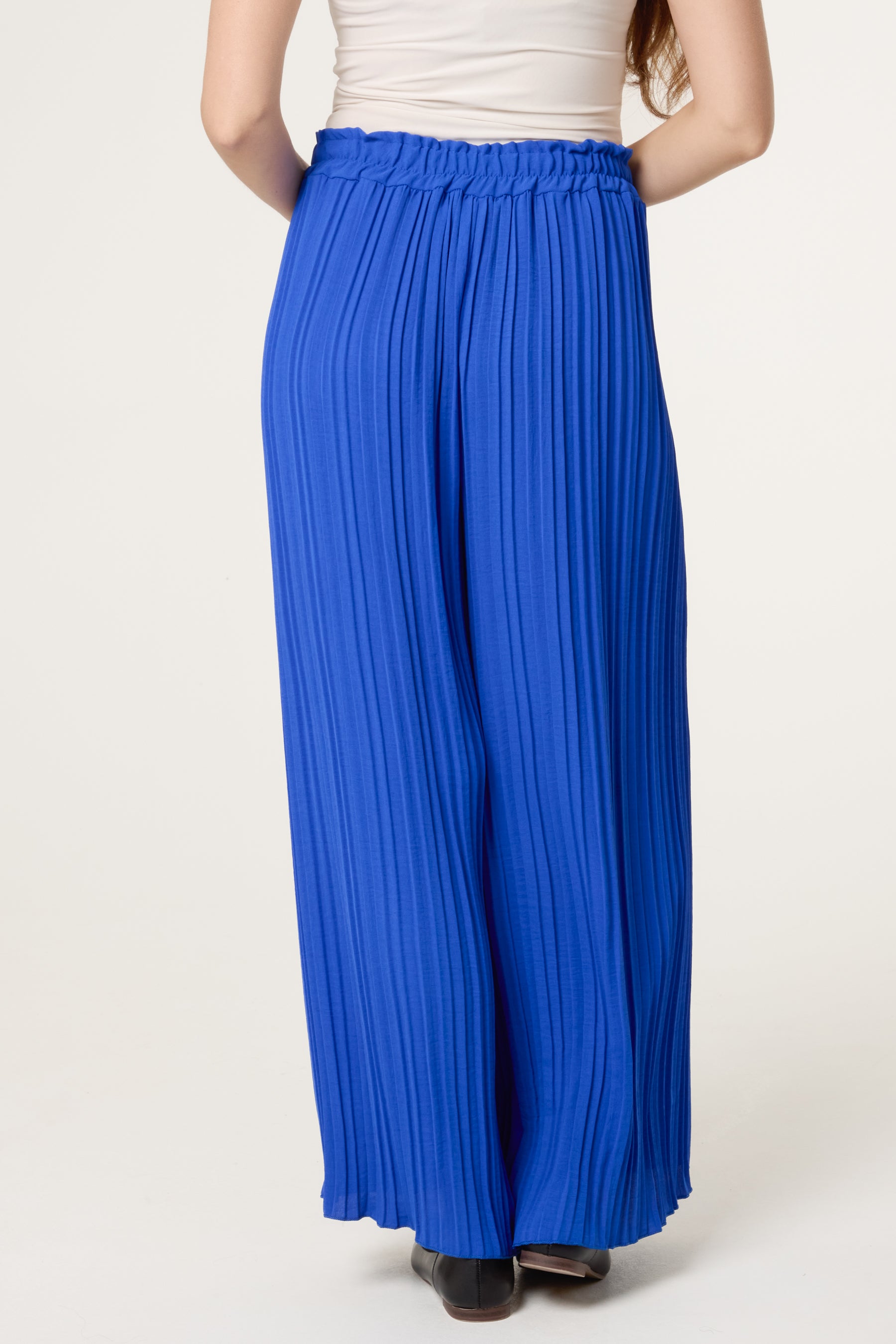 Wide Leg Plisse Drawstring Trousers