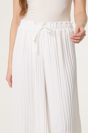 Wide Leg Plisse Drawstring Trousers